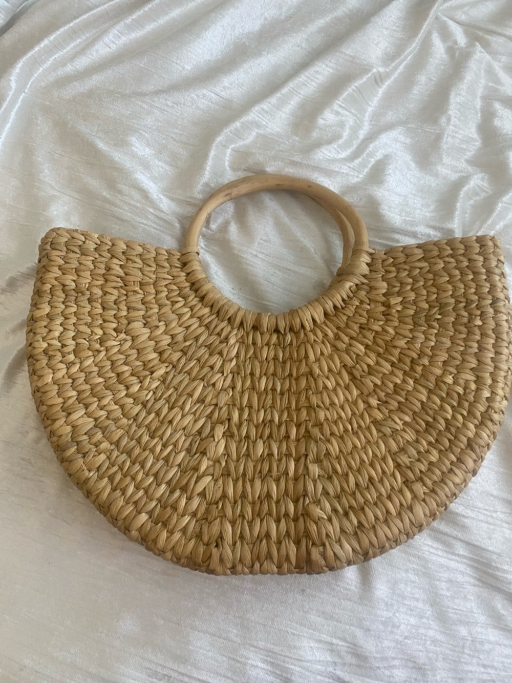 Michael Stars Natural Woven Straw Tote with Round Wood Handles